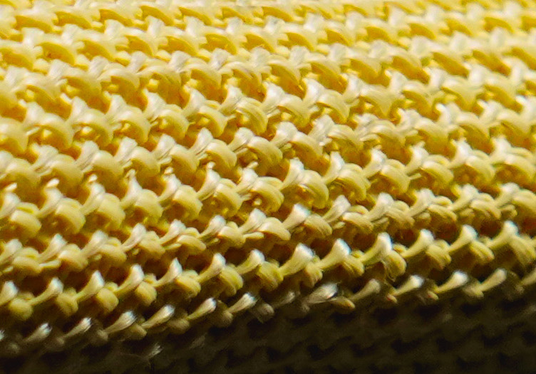 a close-up of knitted aramid