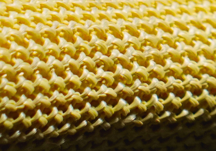 A close up of knitted Aramid